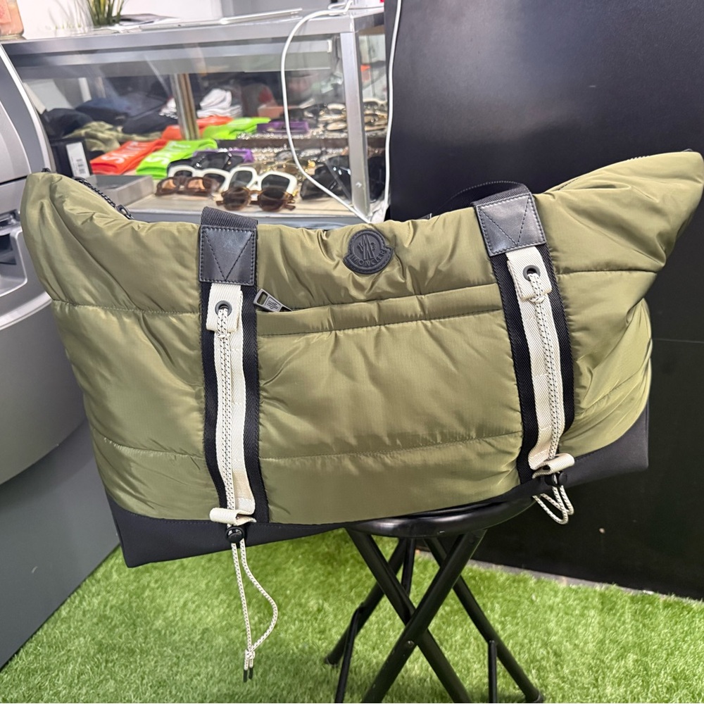 Olive Green Quilted Tote Bag